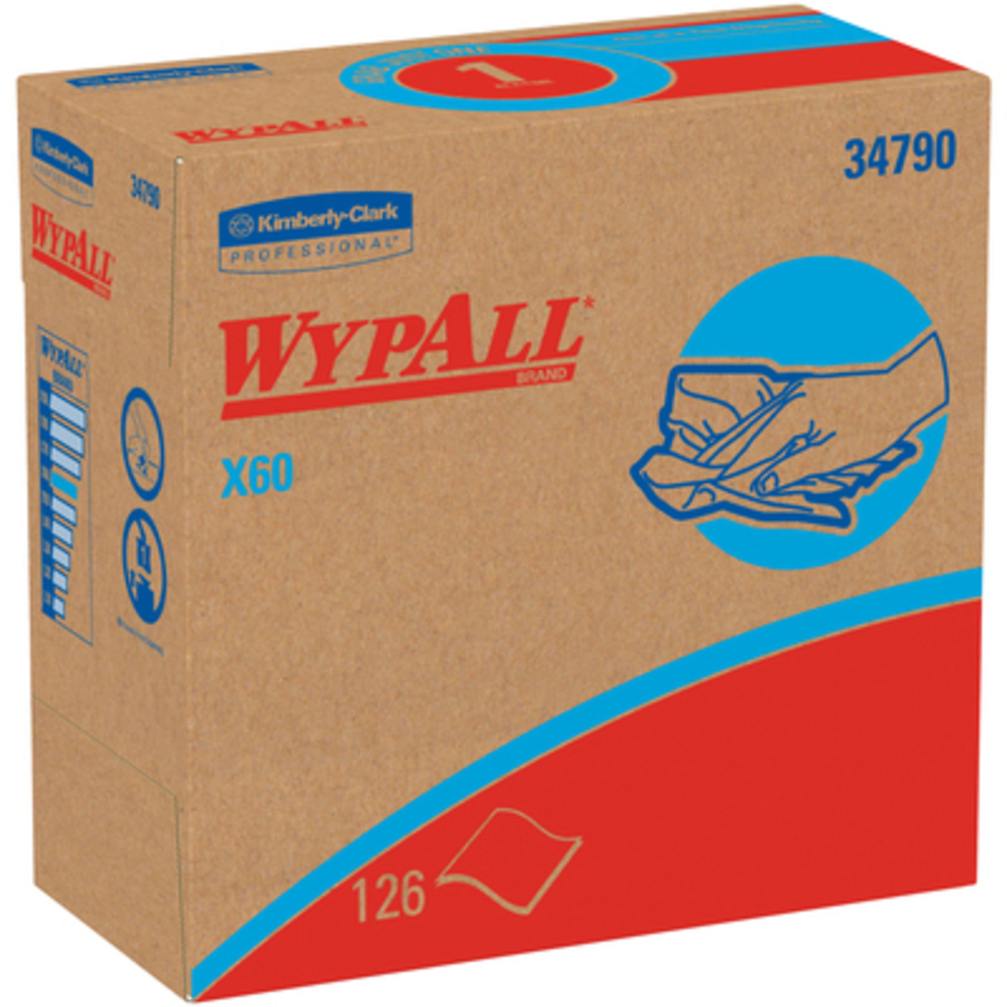 WypAll X60 Industrial Wipers - 9.1in. x 16.8in., Reinforced, White, Model# KW117